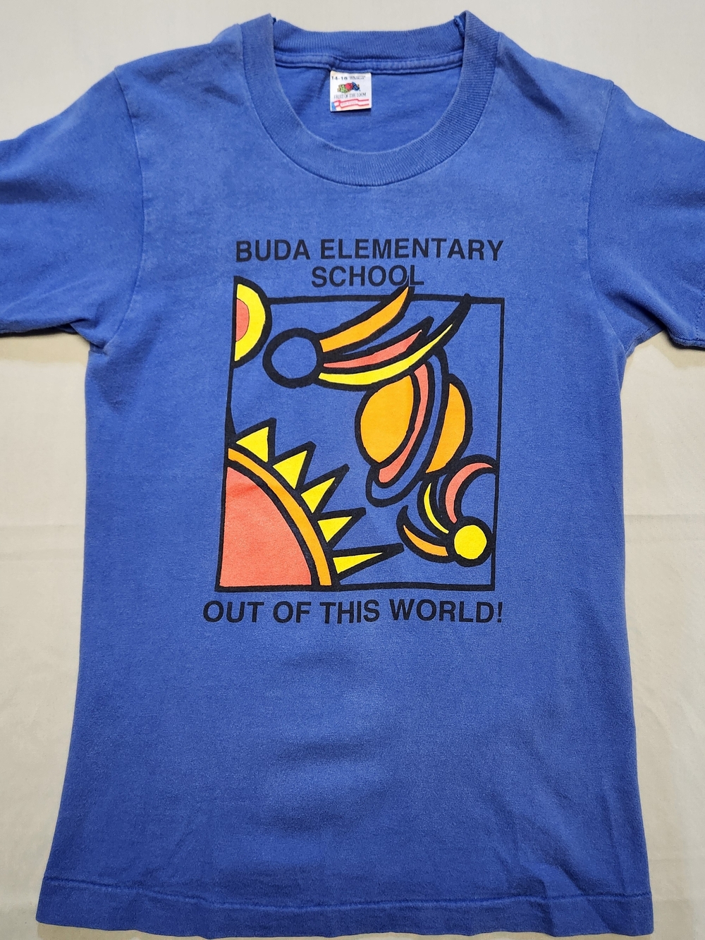 Vtg 90s Buda Elementary School T Shirt Youth 14-16 Single Stitch Space Saturn